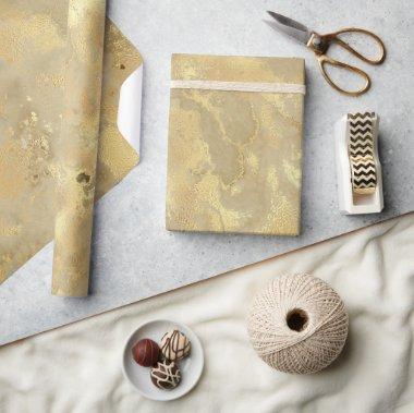 Modern Elegant Faux Gold Watercolor Marble Pattern Wrapping Paper