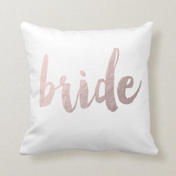 modern elegant faux rose gold bride throw pillow