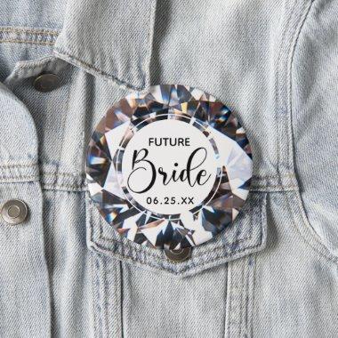 Modern Elegant FUTURE BRIDE Diamond Script Date Button