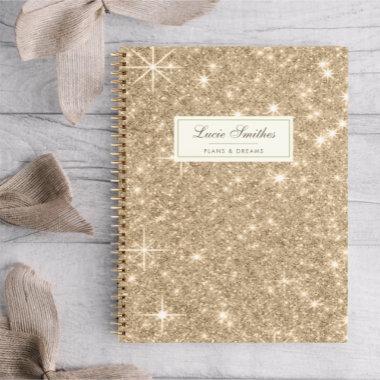 Modern Elegant Girly Monogram Gold Glitter Sparkle Notebook