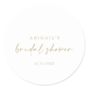 Modern Elegant Gold Bridal Shower Favor Classic Round Sticker