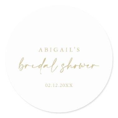 Modern Elegant Gold Bridal Shower Favor Classic Round Sticker