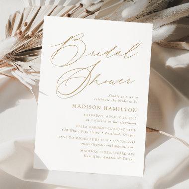 Modern Elegant Gold Script Bridal Shower Invitations
