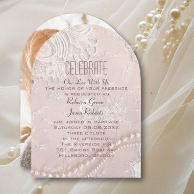 Modern Elegant Lace Blush Dusty Pink wedding