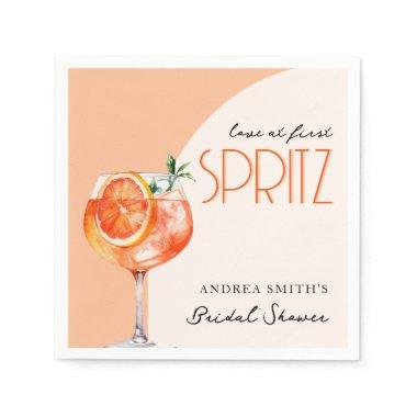 Modern Elegant Love at First Spritz Bridal Shower Napkins