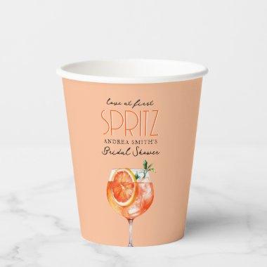 Modern Elegant Love at First Spritz Bridal Shower Paper Cups