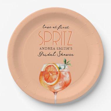 Modern Elegant Love at First Spritz Bridal Shower Paper Plates