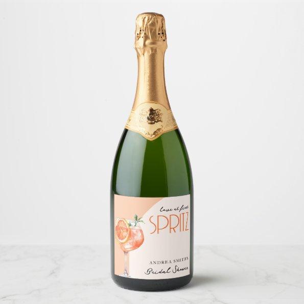 Modern Elegant Love at First Spritz Bridal Shower Sparkling Wine Label