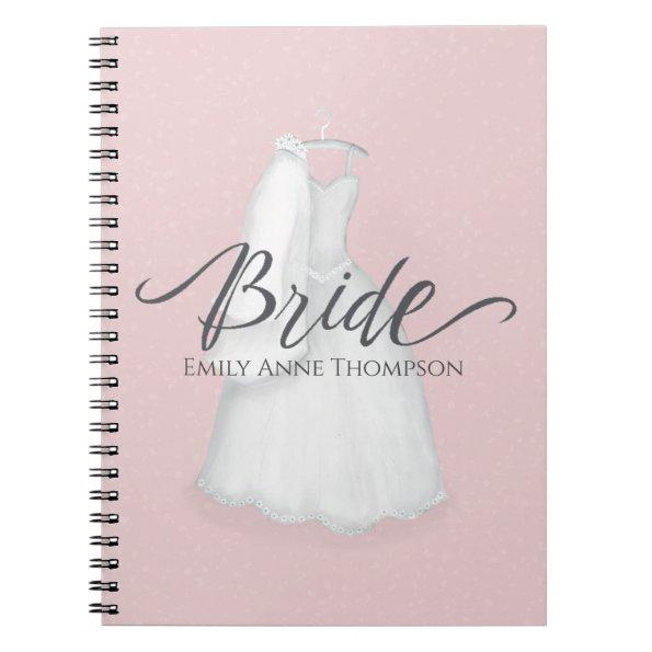 Modern Elegant Minimalist Bride Wedding Dress Notebook
