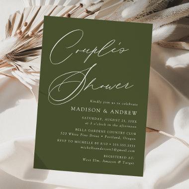 Modern Elegant Olive Green Couple's Shower Invitations