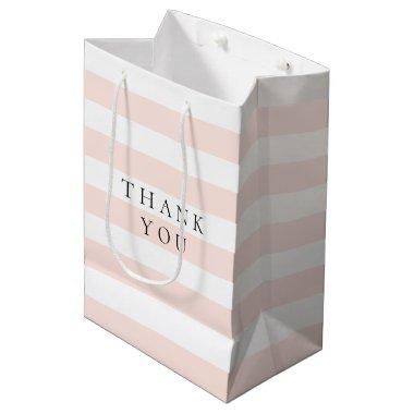Modern Elegant Peach and White Stripes Medium Gift Bag
