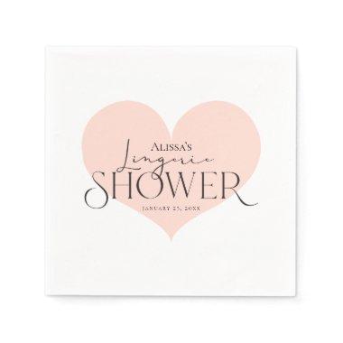 Modern Elegant Peach White Heart Lingerie Shower Napkins