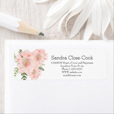 Modern Elegant Pink Poppy floral Return Address Label