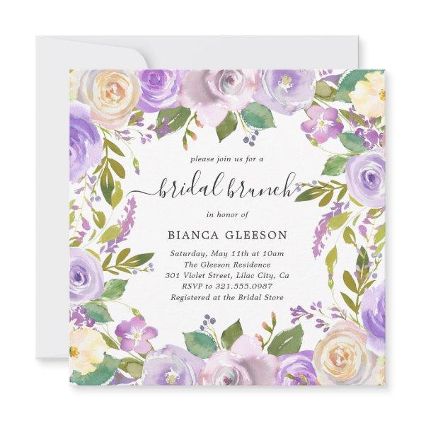 Modern Elegant Purple Floral Bridal Brunch