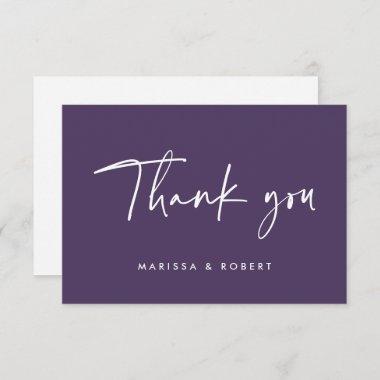 Modern Elegant Purple Handwritten Script Wedding Thank You Invitations