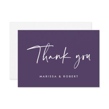 Modern Elegant Purple Handwritten Script Wedding Thank You