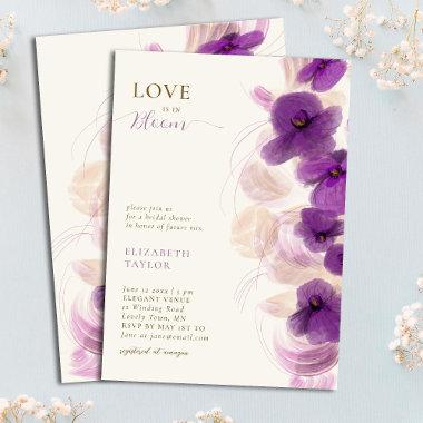 Modern Elegant Purple Orchids Love in Bloom Bridal Invitations
