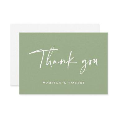 Modern Elegant Sage Handwritten Script Wedding Thank You Invitations