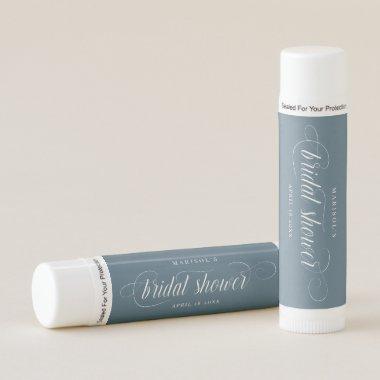 Modern Elegant Script Bridal Shower Dusty Blue Lip Balm