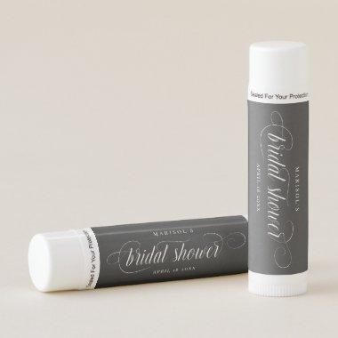 Modern Elegant Script Bridal Shower Dusty Grey Lip Balm