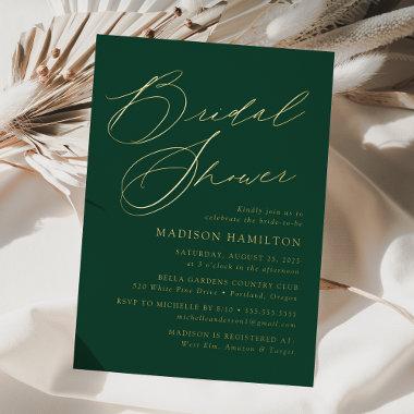 Modern Elegant Script Green and Gold  Foil