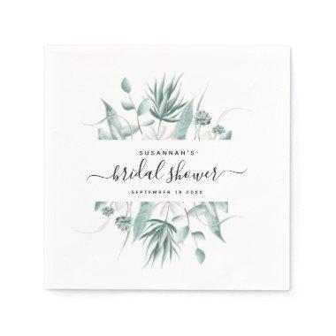 Modern Elegant Script Greenery  Napkins