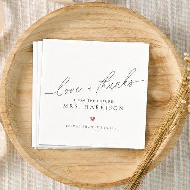 Modern Elegant Script Love + Thanks  Napkins