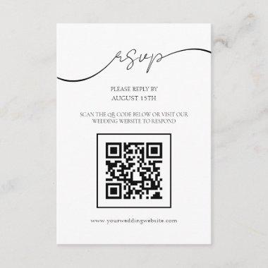 Modern Elegant Script QR Code Wedding RSVP Card