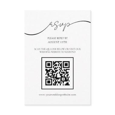 Modern Elegant Script QR Code Wedding RSVP Card