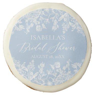 Modern Elegant Something Blue Bridal Shower Sugar Cookie