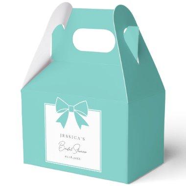 Modern Elegant Teal Blue Bow Ribbon  Favor Boxes