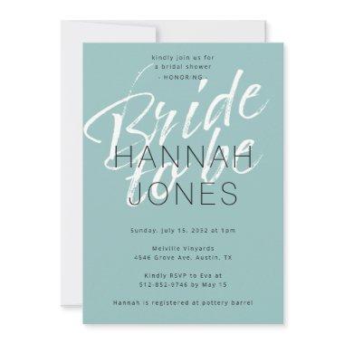 Modern Elegant Turquoise Mint Green Bridal Shower Invitations