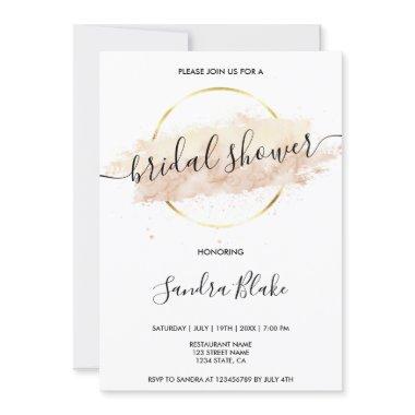 Modern Elegant Watercolor Blush Pink Gold Invitati