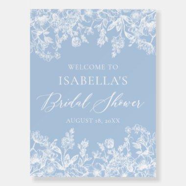 Modern Elegant White Blue Floral Bridal Shower Foam Board