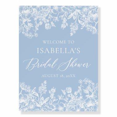 Modern Elegant White Blue Floral Bridal Shower Foam Board