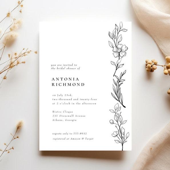Modern Elegant Wildflower Floral Bridal Shower Invitations