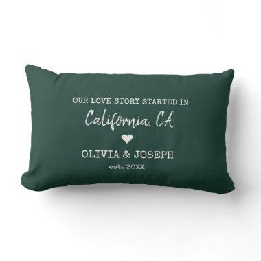 Modern Emerald Custom Our Love Story Valentine Day Lumbar Pillow