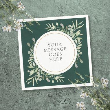Modern Emerald Gold Eucalyptus Greenery Foliage Napkins