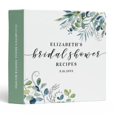Modern Eucalyptus Botanical Bridal Shower Recipe 3 3 Ring Binder