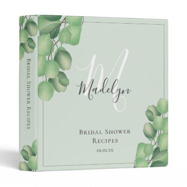 Modern Eucalyptus Foliage Bridal Shower Recipe 3 R 3 Ring Binder