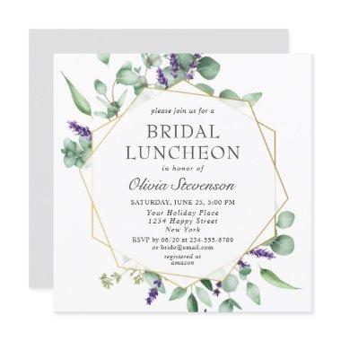 Modern Eucalyptus Geometric Frame Bridal Luncheon
