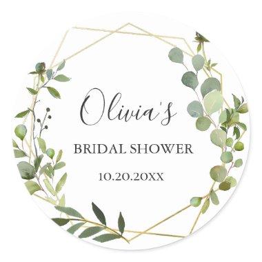 Modern Eucalyptus Geometric Frame  Classic Round Sticker