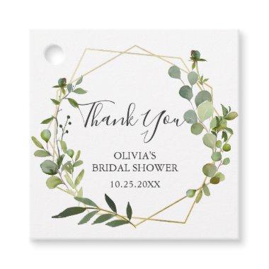 Modern Eucalyptus Geometric Frame Bridal Shower Favor Tags