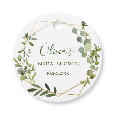 Modern Eucalyptus Geometric Frame Bridal Shower Favor Tags