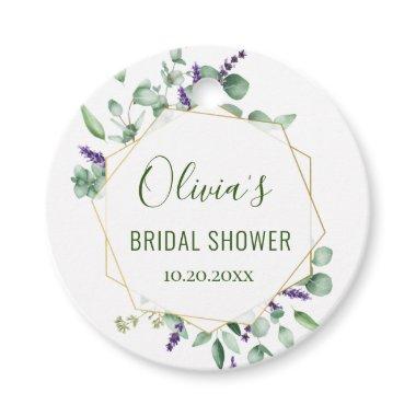 Modern Eucalyptus Geometric Frame Bridal Shower Favor Tags