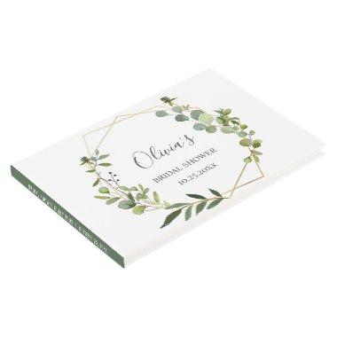 Modern Eucalyptus Geometric Frame Bridal Shower Guest Book