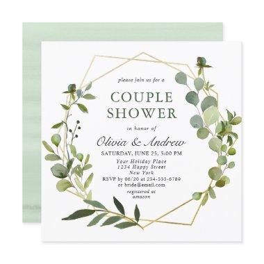 Modern Eucalyptus Geometric Frame COUPLE SHOWER