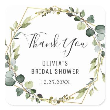 Modern Eucalyptus Wreath Bridal Shower Boho Square Sticker