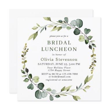 Modern Eucalyptus Wreath Frame BRIDAL LUNCHEON Invitations