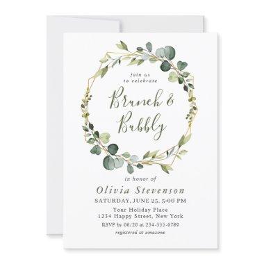 Modern Eucalyptus Wreath Frame Bridal Shower Boho Invitations